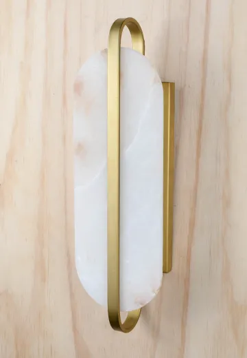 Brass & Marble Two Light Wall Sconce