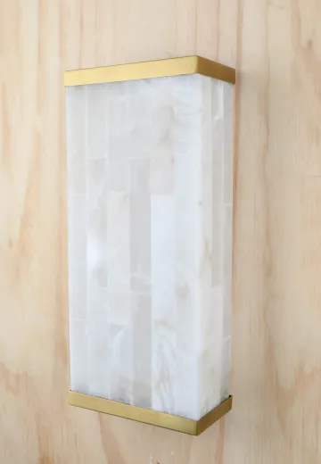 Alabaster & Brass Two Light Rectangular Wall Sconce