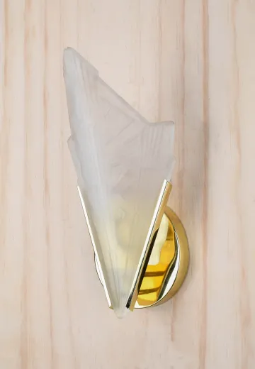 Polished Brass & Glass Deco Pocket Wall Sconce
