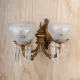 Antique Brass Three Light Wall Sconce w/Crystal Drops #0