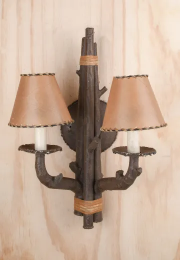 Wooden "Tree" Two Candle Wall Sconce
