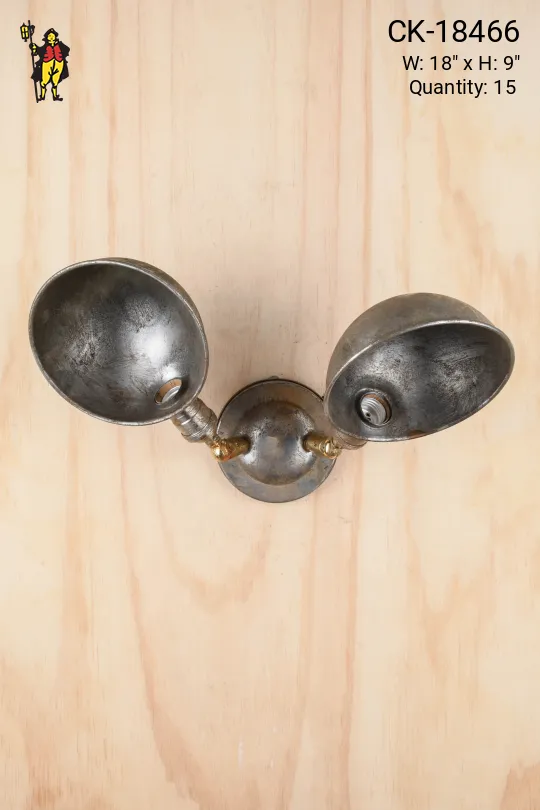 Distressed Two Light Metal Shaded Directional Wall Light