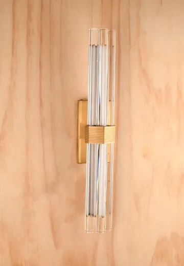 *LED* Brass Crystal Rod Wall Sconce