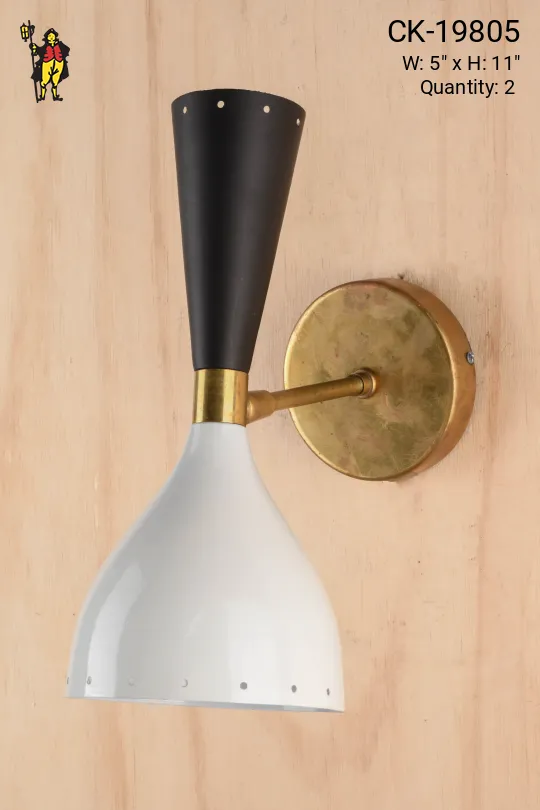 White & Black Mid Century Modern Up-Down Adjustable Wall Sconce