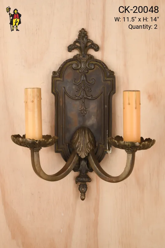 Distressed Two Candle Gothic Wall Sconce