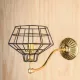 Polished Brass Single Light Faux-Oil/Gaslight Wall Sconce w/Black Cage #0