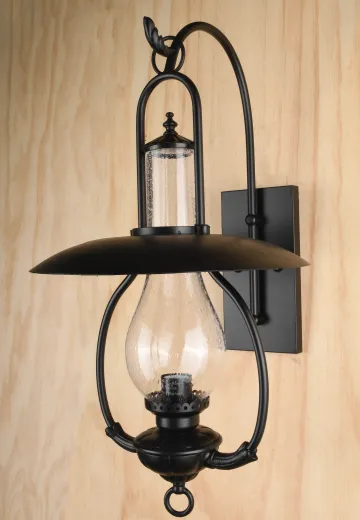 Black One Light Faux-Oil/Gaslight Exterior Wall Light
