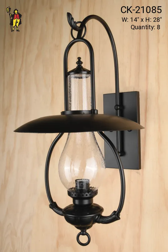 Black One Light Faux-Oil/Gaslight Exterior Wall Light