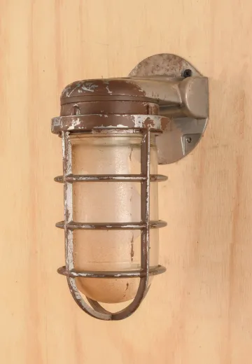 Distressed Caged Vapor Proof Wall Light