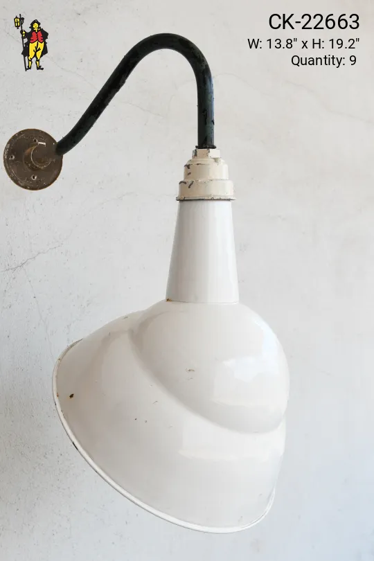 White Billboard Down Light Metal Shade On A Curved Arm