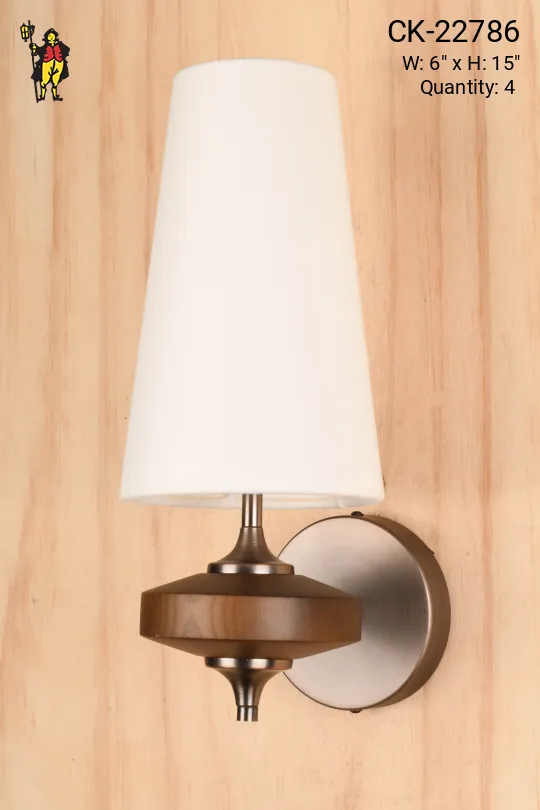 Fabric Shaded Mid Century Wooden Wall Sconce