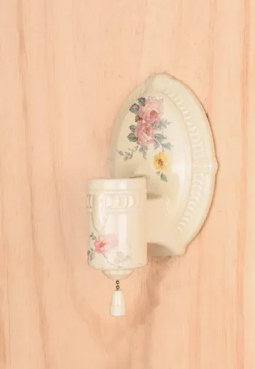 Floral Porcelain One Light Exposed Bulb Wall Sconce