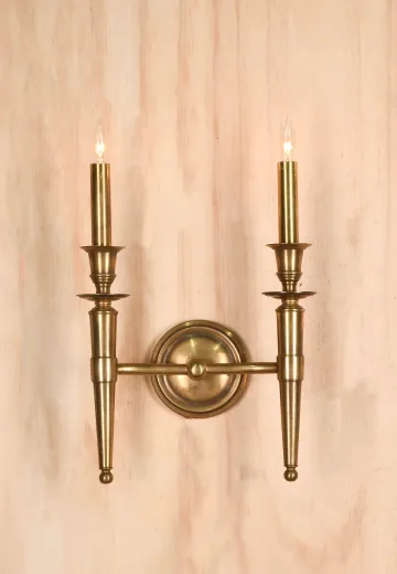 Antique Brass Two Candle Traditional Wall Sconce