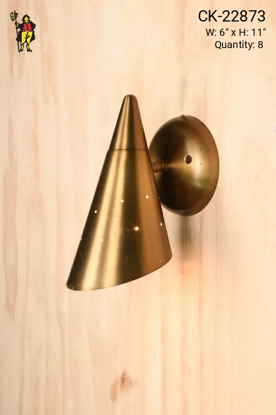Pierced Antique Brass Mid Century Bullet Reflector Directional Wall Sconce