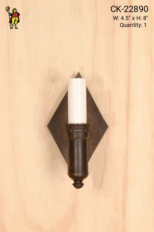 Deco Triangular Backplate Single Candle Wall Sconce