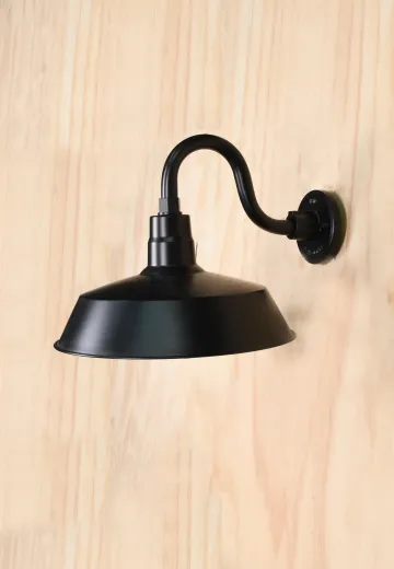 Black RLM Wall Down Light On A Curved Arm