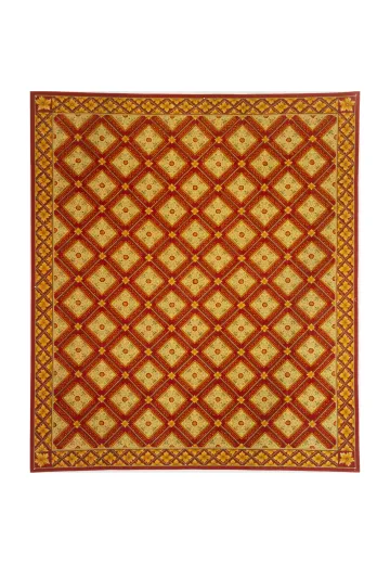 Red Formal Geometric Needlepoint Area Rug (10' x 14')