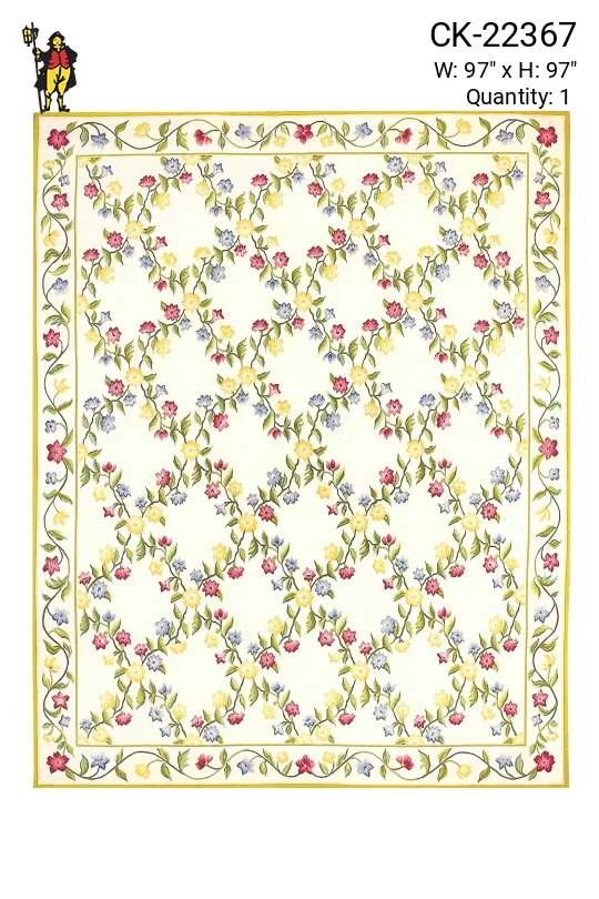Off White Floral Needlepoint Area Rug (8' 2" Round)