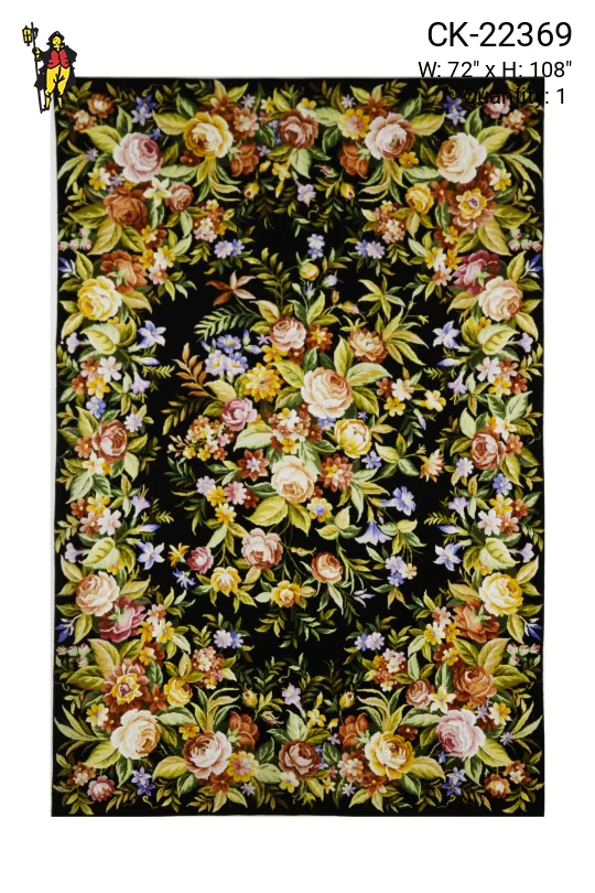 Black Multicolor Floral Traditional Area Rug (6' x 9')