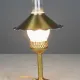 Brass Plug In Cafe Table Lamp w/Frosted Glass Chimney & Scallop Shade - Candelabra #0