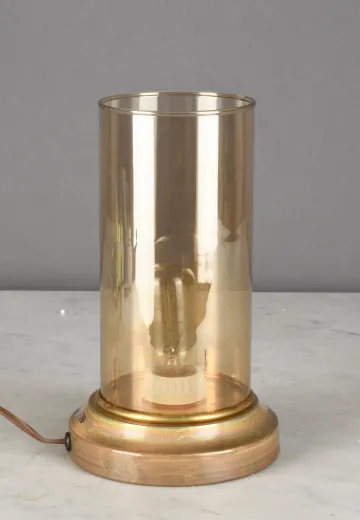 Mid Century Smoke Glass Plug In Cafe Table Lamp - Edison