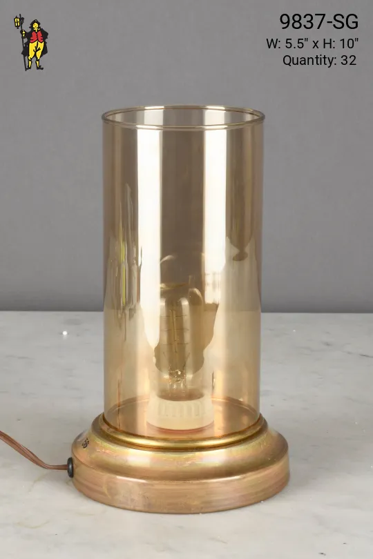 Mid Century Smoke Glass Plug In Cafe Table Lamp - Edison