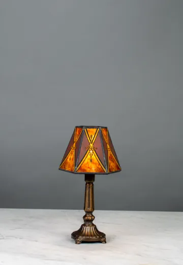 Footed Bronze Column Plug In Cafe Table Lamp - Candelabra