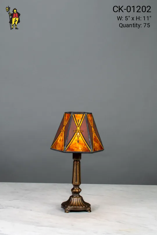 Footed Bronze Column Plug In Cafe Table Lamp - Candelabra