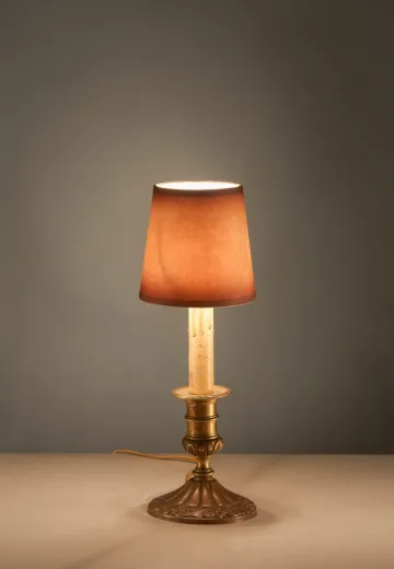Candle Based Plug In Cafe Table Lamp w/Parchment Shade - Candelabra