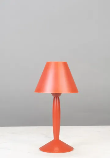 Red Plastic Plug In Cafe Table Lamp - Candelabra