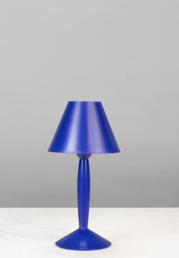 Blue Plastic Plug In Cafe Table Lamp - Candelabra