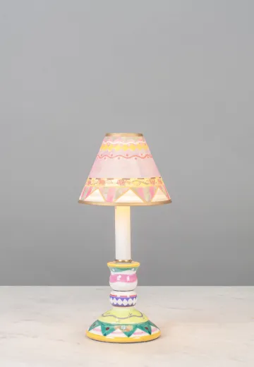 Small Hand Painted Ceramic Table Lamp - Candelabra