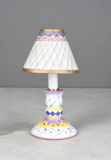 Small Ceramic Hand Painted Table Lamp - Candelabra