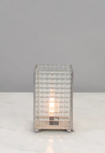 Glass Box Plug In Cafe Table Lamp - Candelabra