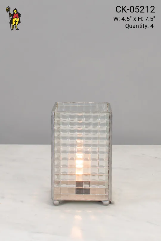 Glass Box Plug In Cafe Table Lamp - Candelabra