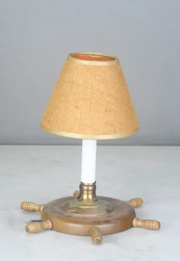 Ship Wheel Plug In Cafe Table Lamp - Edison