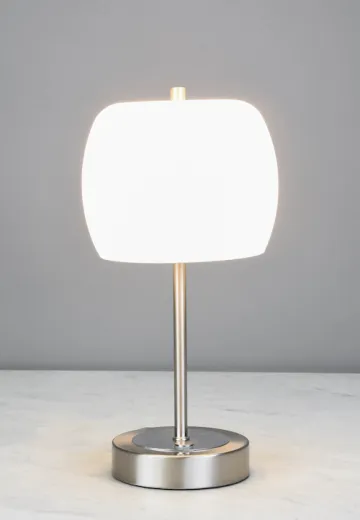 Dimmable Chrome Contemporary LED Plug In Cafe Table Lamp