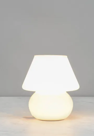 White Glass Plug In Cafe Table Lamp - Edison