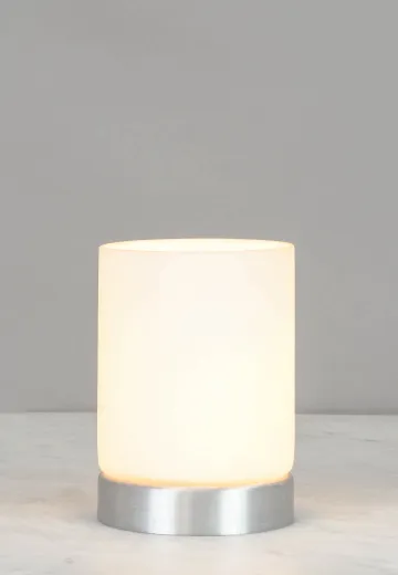 Glass & Nickel Plug In Cafe Table Lamp - Edison