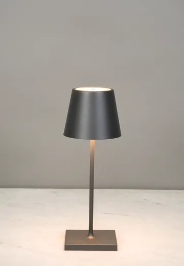 Dark Gray Powder Coated LED Cafe Table Lamp (Wireless/Rechargeable & Dimmable)