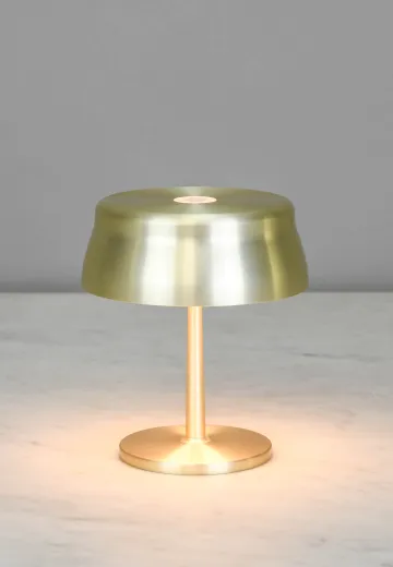 Short Polished Brass Rechargeable LED Cafe Table Lamps