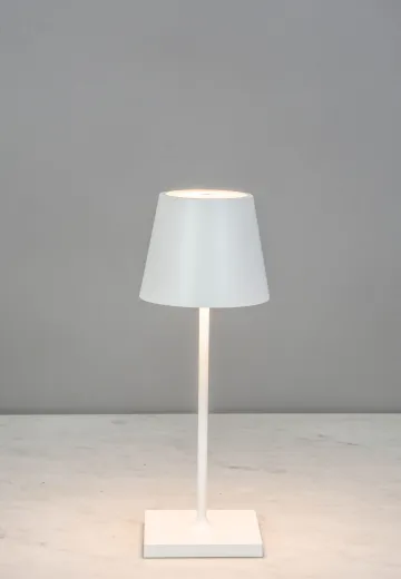 White Powder Coated LED Cafe Table Lamp (Wireless/Rechargeable & Dimmable)
