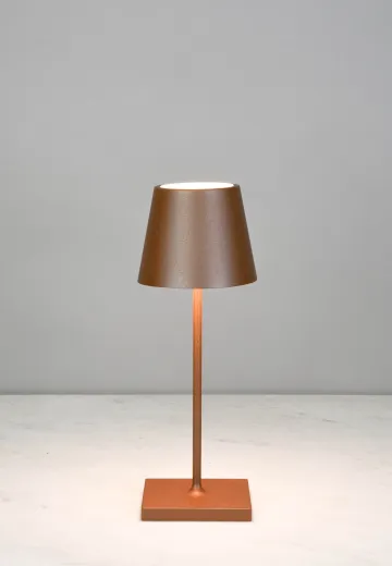Rust Powder Coated LED Cafe Table Lamp (Wireless/Rechargeable & Dimmable)