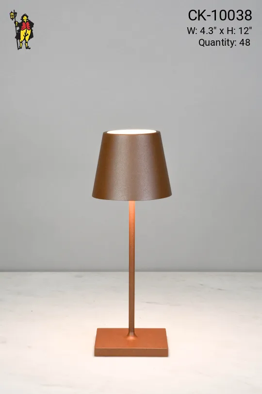 Rust Powder Coated LED Cafe Table Lamp (Wireless/Rechargeable & Dimmable)