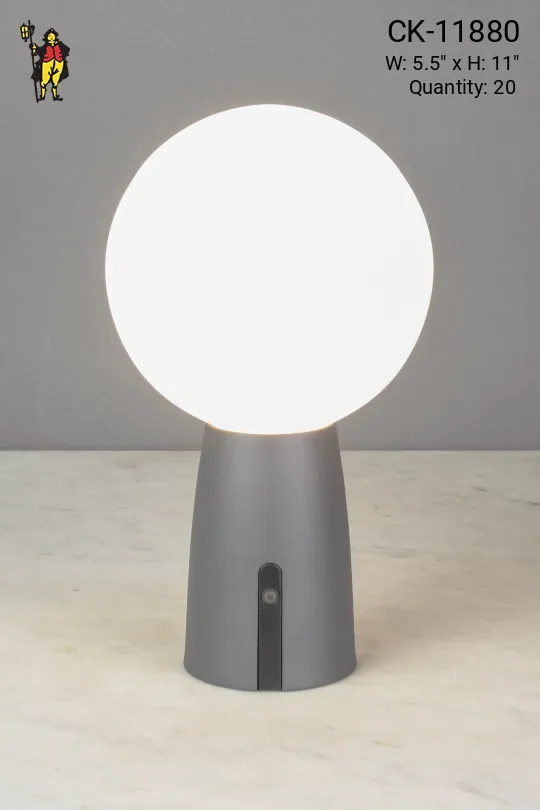 Gray Contemporary Battery Operated Cafe Table Lamp (LED & Dimmable)