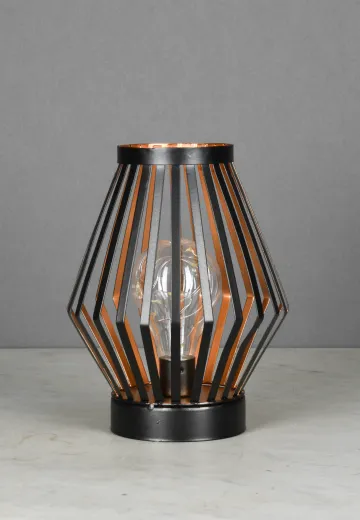 Modern Lantern Style Battery Operated Cafe Table Lamp