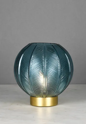 Blue Glass Modern Battery Operated Cafe Table Lamp