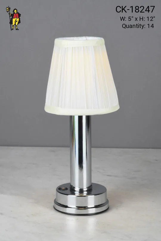 Polished Nickel Rechargeable LED Cafe Table Lamp