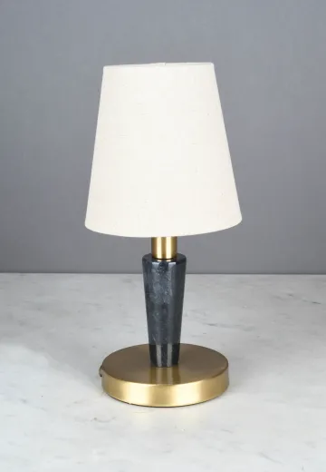 Brass & Black Marble Plug-In Cafe Table Lamp - Candelabra