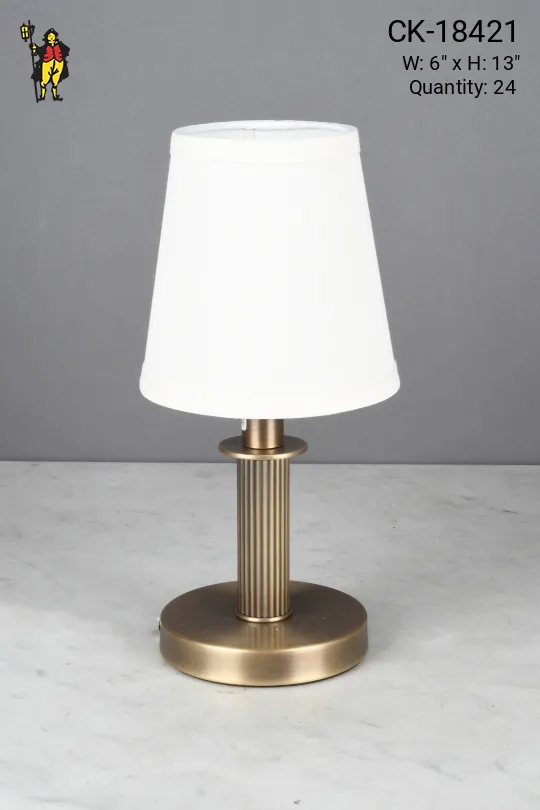 Antique Brass Column Plug-In Cafe Table Lamp - Candelabra